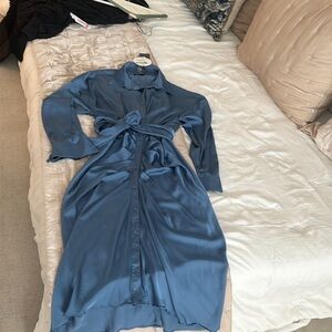 Do+Be Blue Ruched Midi Dress NWT